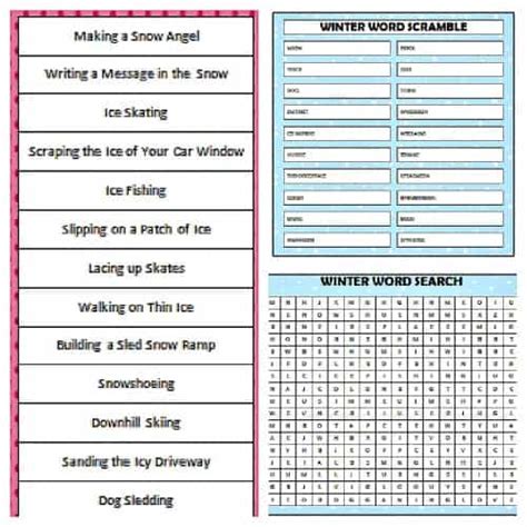 Printable Winter Activities For Kids Moms And Munchkins