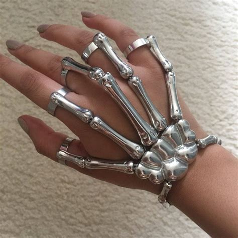Skeleton Ring Skeleton Hand Ring Pastel Goth 5 Finger Ring
