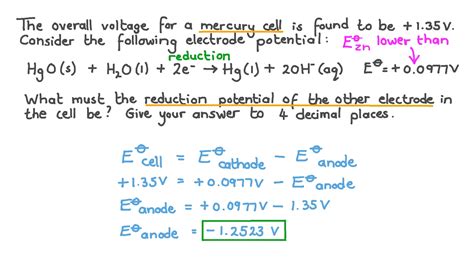 Question Video Calculating Electrode Potential When Given A Cell