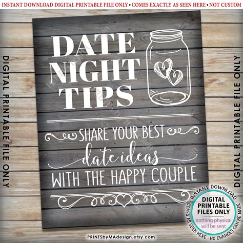 Date Night Tips Sign Share Your Best Date Ideas With The Happy Couple