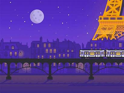 Paris Night Dribbble Animation France Mobile Colors