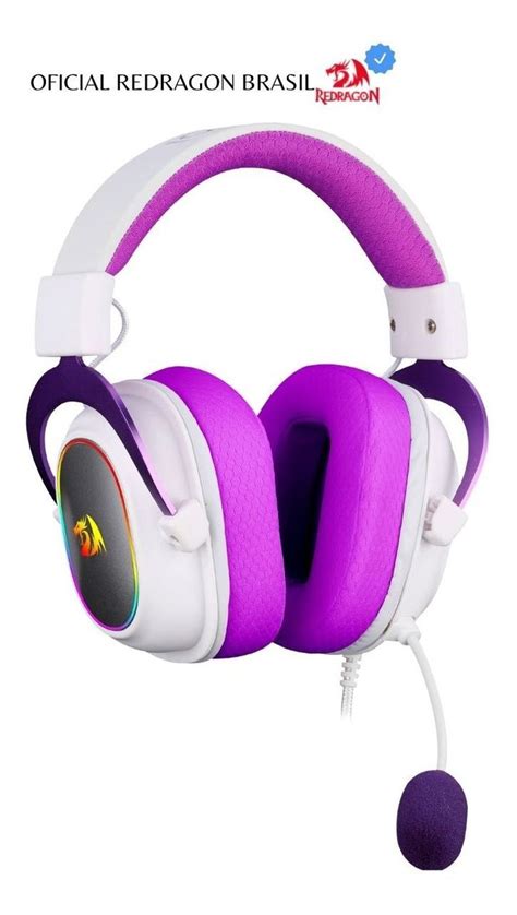 Fone De Ouvido Rgb Gamer Redragon Zeus X Branco E Roxo Frete grátis