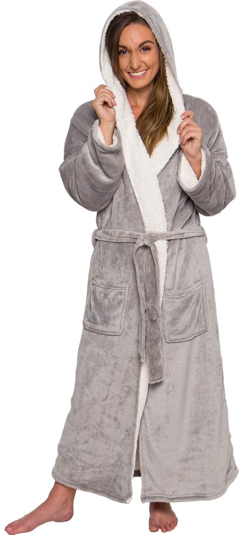 Silver Lilly Womens Sherpa Lined Long Robe Luxury Full Length