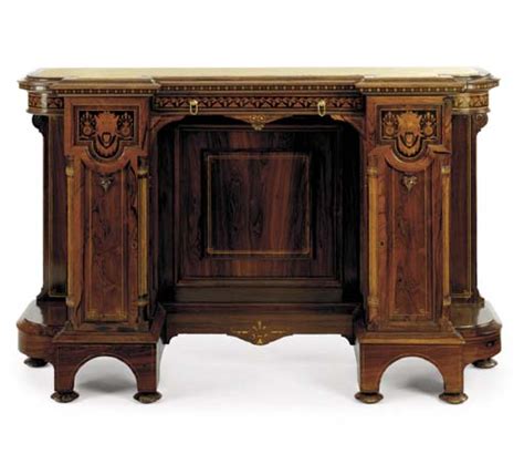 A Renaissance Revival Marquetry Inlaid Mahogany Sideboard Attributed