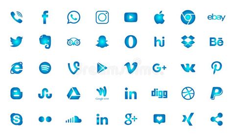 Set Of Popular Social Media Logos Icons Facebook Instagram Twitter