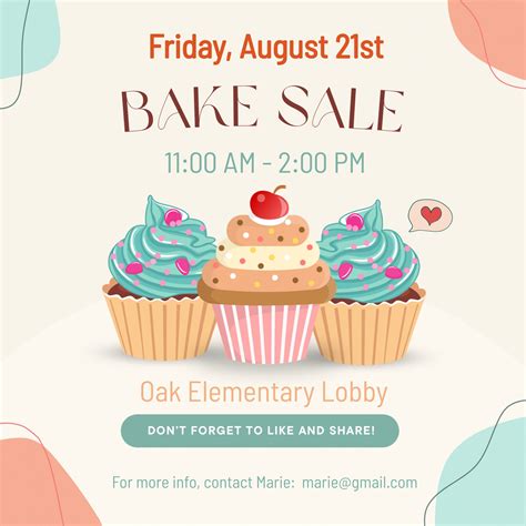 Bake Sale Fundraiser Flyer Social Media Bake Sale Ad Template Etsy