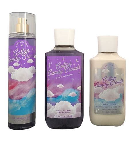 Bath And Body Works Cotton Candy Clouds Body Mist Shower Gel And Lotion Set