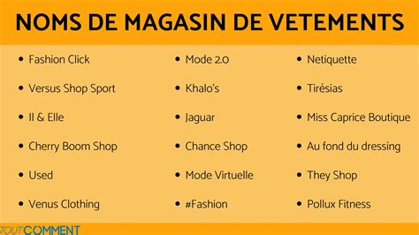 Idees De Noms De Magasin De Vetements