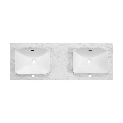 Kathy Ireland Home Southport 60 In White Oak Semi Recessed Double Sink
