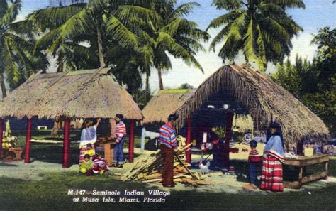 Florida Memory Seminole Indian Village At Musa Isle Miami Florida