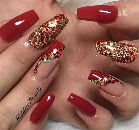 Red And Gold Christmas Nails Ideas
