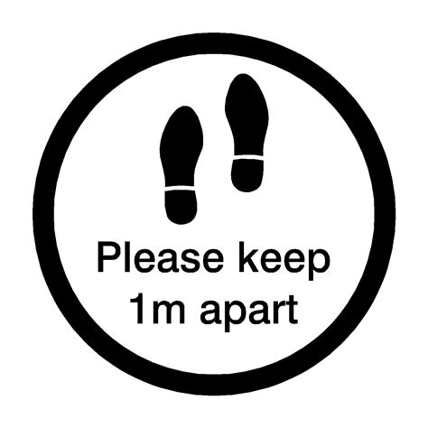 Please Keep 1m Apart Floor Sticker Black Pvc Safety Signs