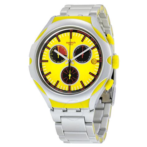 Swatch Darkony Chronograph Yellow Dial Aluminium Mens Watch Yys4002ag