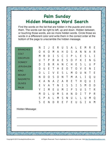 Printable Palm Sunday Word Search Word Search Printable
