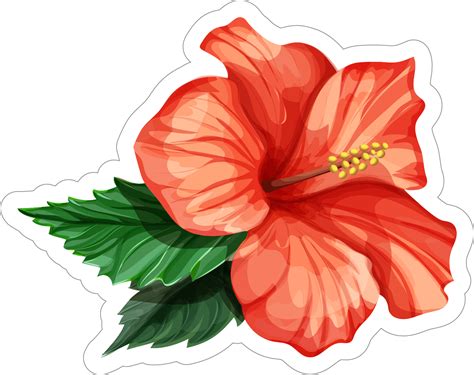 Red Hibiscus Flower Sticker