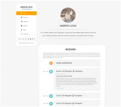 A simple, concise resume like this is often the best approach to showing your history and ambitions. 7 Creative Online CV Resume Template for Web, Graphic ...