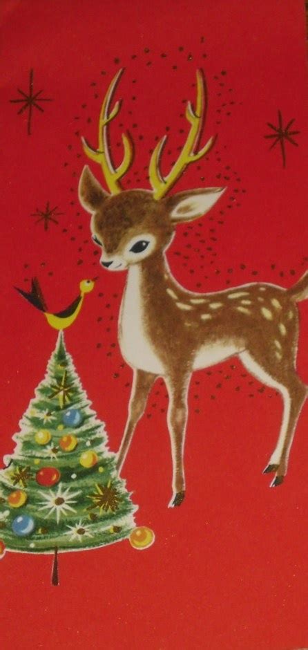 Vintage Reindeer Card Vintage Christmas Greeting Cards Vintage