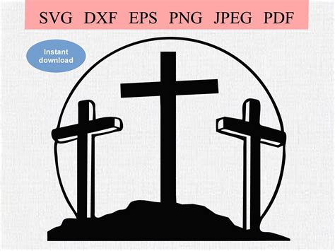 Three Crosses On Calvary Hill Svg Dxf Eps Abstract Symbol Etsy