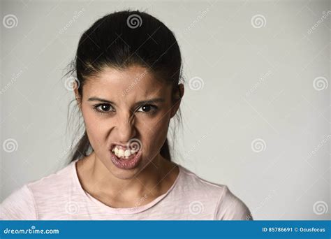 Latin Angry And Upset Woman Looking Furious And Crazy Moody In Intense Anger Emotion Stock Image