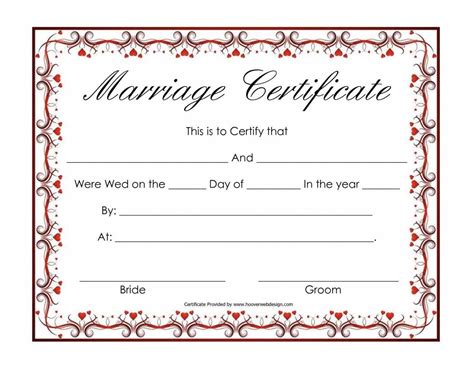 Next write in the marriage information and frame the certificate or place it in your memory book! Certificate Templates: Sample Marriage Certificates