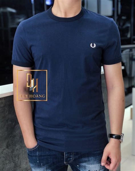 Fred Perry T Shirt Cotton Navy Blue Duy Ho Ng Authentic