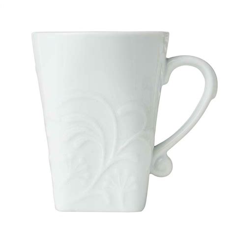 Corelle Boutique Cherish Embossed 11 12 Oz Square White Porcelain Mug