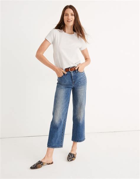 Madewell Womens Slim Wide Leg Jeans Stud Edition In Stud Indigo