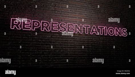 Representations Realistic Neon Sign On Brick Wall Background 3d Rendered Royalty Free Stock