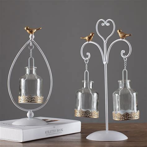 Metal Tealight Glass Candle Holder Hanging Modern Crystal Candelabra Wedding Centerpieces