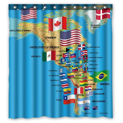 Ykcg Home Decor North And South America Map With Flags And Countries