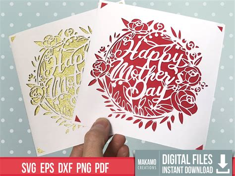 Happy Mothers Day Card Svg Cut Files For Cricut Svg Etsy