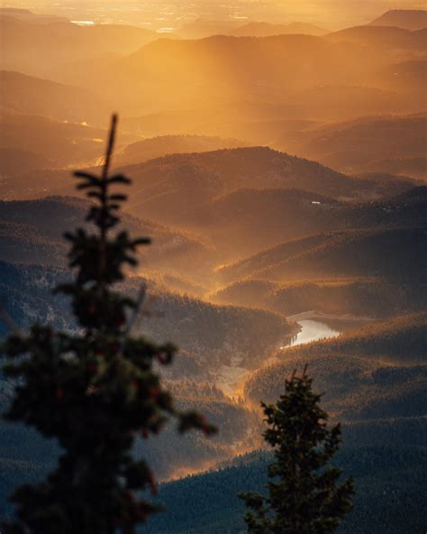 Golden Spring Sunrise Over Mt Evans Wilderness Clear Creek County