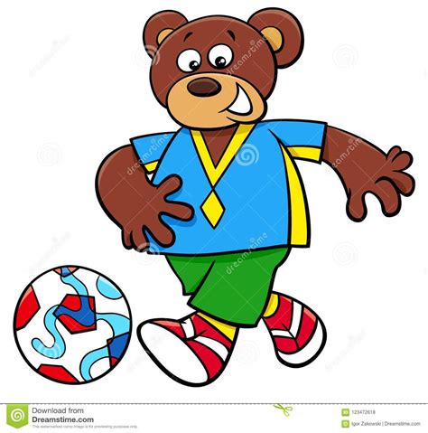 Bear Football Player Cartoon Character Stock Vector