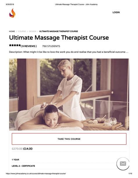 Ultimate Massage Therapist Course John Academy Massage Therapist Therapist Massage