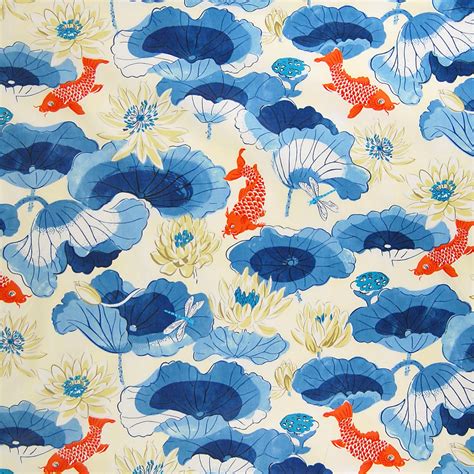 Porcelain Blue Animal Print Cotton Upholstery Fabric