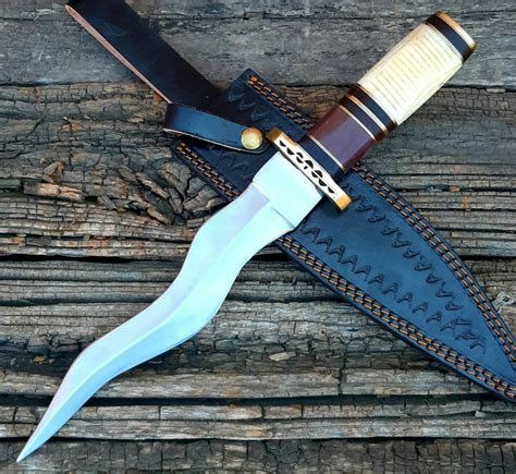 Custom Handmade D2 Tool Steel Amazing Twisted Dagger With Engraved Bone