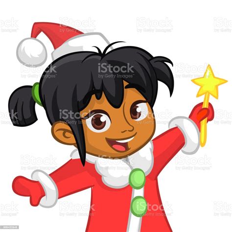 Cute Cartoon Christmas Afroamerican Or Arab Angel Character Flying And
