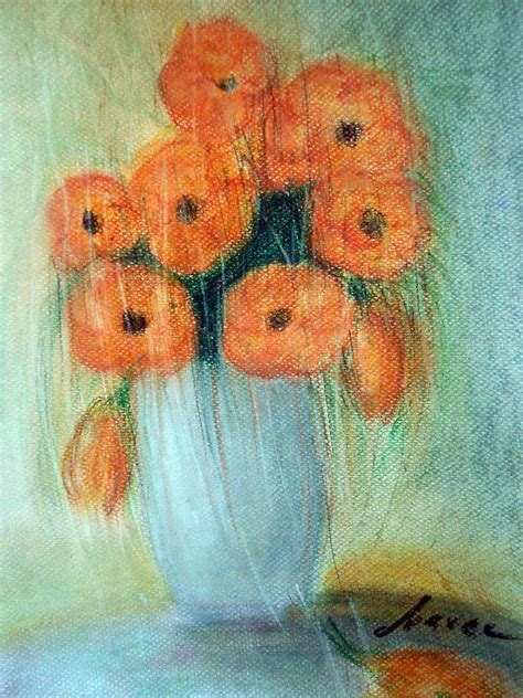 Orange Flowers Pastel By Marcela Elena Moada Pixels