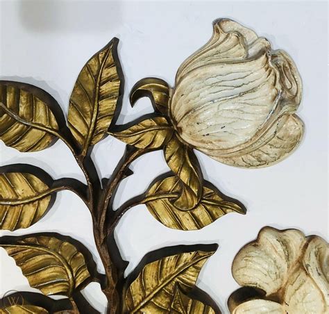 vintage sexton 1960s cast metal 3d flower roses large wall decor art 3883013540