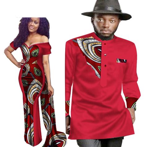 2 Piece Set African Dashiki Print Couple Clothing For Lovers Mens