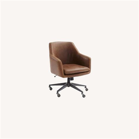 West Elm Helvetica Leather Swivel Office Chair Aptdeco
