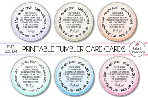 Printable Tumbler Care Card Tumbler Wash Instructions Png 1173637