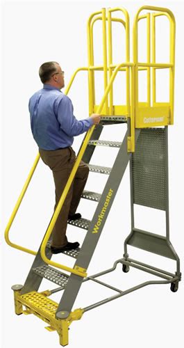 Workmaster Super Duty Rolling Metal Ladder Rolling Ladder Mobile Stairs