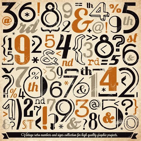 Various Vintage Number And Typography Collection — Stock Vector