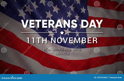 11th November Veterans Day Honoring All Who Served Stock Vector