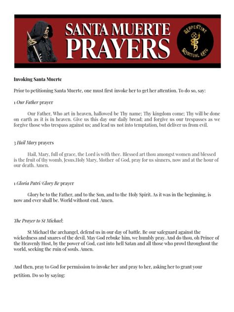 Santa Muerte Prayers Pdf Lords Prayer Prayer