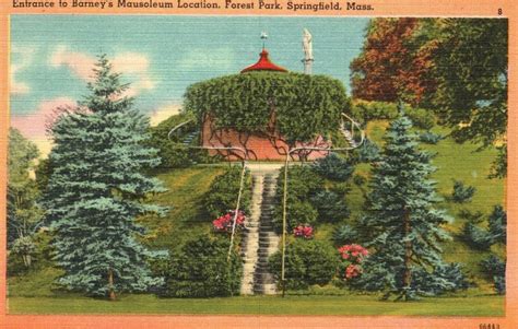 Vintage Postcard 1950 Entrance Barneys Mausoleum Forest Park