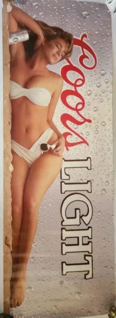 Vintage 1988 Adolph Coors Light Beer Poster Sexy Bikini Model 17x46
