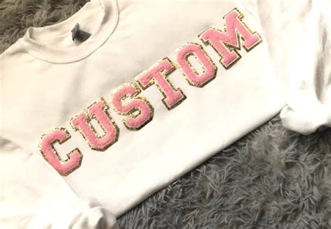 Custom Chenille Patch Sweatshirts Chenille Varsity Letter Etsy