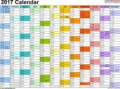 2017 Calendar Pdf 17 Free Printable Calendar Templates